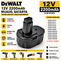 İnfostar Dewalt DW972 - DW974K - DW975B - DW976K ile Uyumlu Muadil Matkap Bataryası