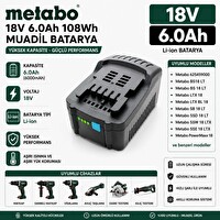 İnfostar Metabo GPA18LTX - HO18LTX - KHA18LTX - KPA18LTX ile Uyumlu Muadil Matkap Bataryası