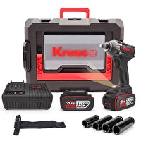 Kress KUB30.2SET 20V 4.0Ah Çift Akülü Kömürsüz Profesyonel Şarjlı Somun Sıkma - 4 Parça Derin Lokma Seti