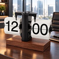 Valkyrie Retro Yapraklı Masa Saati Ahşap Tabanlı Sessiz Mekanizmalı Flip Clock Ev Ofis Kafe Dekoratif Saat Beyaz