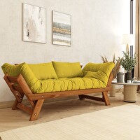 Woodesk Adalar CPT8163-210 Masif Tik Sarı 2'li Kanepe