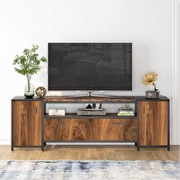 Zizuva Tasarım 70x200 CM Dolaplı Ceviz TV Ünitesi
