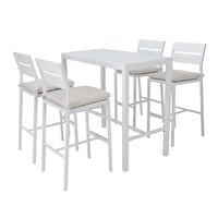 Zizuva Tasarım 100x100x60 CM Beyaz Mutfak Masa ve 4 Adet Sandalye Takımı