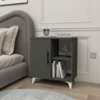 Zuesse Dizayn Vela 3 Bölmeli Kapaklı Gri Komodin Yan Sehpa