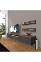 Decoraktiv EKO 220R MDF Krom Ayaklı Ceviz - Antrasit TV Sehpası