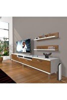 Decoraktiv EKO 220R SLM Krom Ayaklı Beyaz - Ceviz TV Sehpası
