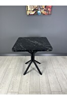 Hey Modüler Mobilya Tepe Kavisli Köşe Siyah Ayak 70 CM Siyah Mermer Mutfak Masası