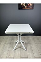 Hey Modüler Mobilya Tepe Kavisli Köşe Beyaz Ayak 70 CM Beyaz Mutfak Masası