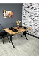Hey Modüler Mobilya Sultan Kavisli Köşe Metal Siyah Ayak 120x80 CM Ceviz Mutfak Masası