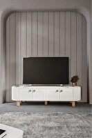 Venüs Modüler Mebran Kapak Duru TV Sehpası 180 CM Perast Oval Beyaz