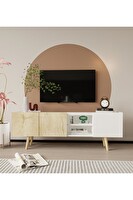 VM Vertex Mobilya Milano Ahşap Ayaklı Modern TV Ünitesi 160 CM Safir Meşe - Beyaz