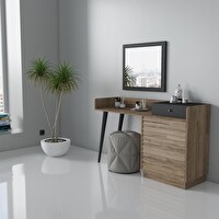 Wood'n Love Della Premium Panjur Desenli 4 Çekmeceli Makyaj Masası - Minifiks - Pera Siyah