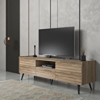 Wood'n Love Della Panjur Kapaklı 2 Kapak 1 Çekmece Duvar Raflı Premium 180 CM Tv Ünitesi - Minifiks - Pera - Siyah