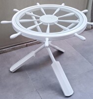 Bengi Ticaret 18030 Dümen Model Kayın Çapraz X Ayak Parlak Beyaz Lake Boya El Yapımı Orta Sehpa