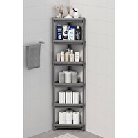 Mithra Life 6 Katlı Üçgen Plastik Gri Banyo Mutfak Rafı MIT1235