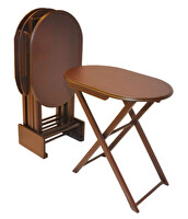 Bengi Ankara Mobilya Çanta13847 Oval Model Zigon Sehpa – Ahşap MDF Parlak Ceviz Naturel
