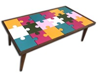 Bengi Ticaret Orta Sehpa 17982 Puzzle Bulmaca Kayın Retro Ayak Cam Çocuk Gelişimine Destek Ürün