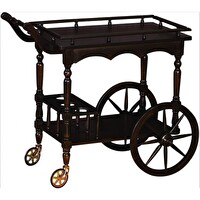 Bengi Ticaret Servis Araba 18067 Büyük Teker Model Kayın Ayak Koyu Ceviz Boya Yemek Dağıt