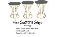 Bengi Ankara Mobilya BRC Kum Saati 13395 Model Zigon Düz Siyah Desen Metal Gold Renk Kaplama El Yapım