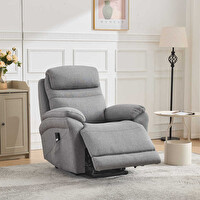 Adore Mobilya Lisbon Power Lift  Otomatik Mekanizmalı Baba ve TV Koltuğu Bej-Gri Kumaş 88x99x106 CM