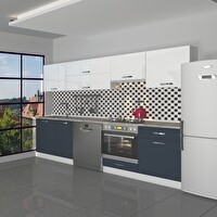 Decoraktiv Elite 280y Ankastre Fırın Modüllü MDF Hazır Mutfak Dolabı - Tezgah Dahil - Antrasit Beyaz