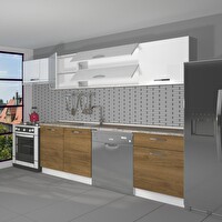 Decoraktiv Elite 280y MDF Hazır Mutfak Dolabı - Tezgah Dahil - Pera Beyaz