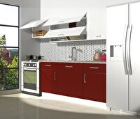 Decoraktiv Prestij 220 MDF Hazır Mutfak Dolabı - Tezgah Dahil - Bordo Beyaz