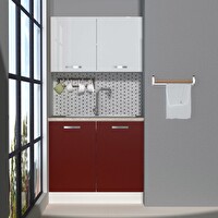 Decoraktiv Mini 90 MDF Hazır Mutfak Dolabı - Tezgah Dahil - Bordo Beyaz