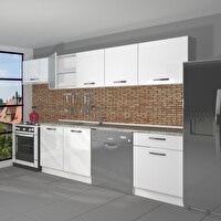 Decoraktiv Elite 280 MDF Hazır Mutfak Dolabı - Tezgah Dahil - Parlak Beyaz