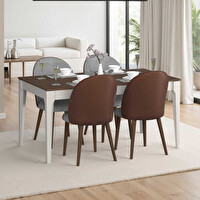 Adore Mobilya Milano Açılır Yemek Masası - Vizon Zebra 160-200x78x90 CM