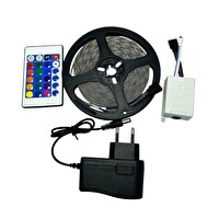 Electroon Silikonlu Kumandalı Adaptörlü Tek Çip Rgb Şerit LED 5 M