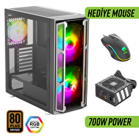 Green Griffin G6 ARGB Gaming Bilgisayar Kasası (2×200mm + 1×120mm Fan Type-C Kumandalı) – 700W 80+ Bronze PSU Dahil