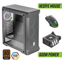Green Z5 Surena ARGB Gaming Bilgisayar Kasası (4×120mm Fan + Kumanda) – 600W 80+ Bronze PSU Dahil