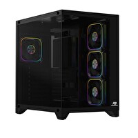 Power Boost PB-C9025B Sea View ATX 4X ARGB Pwm Fan 80+ Bronz Siyah Akvaryum 750W Oyuncu Bilgisayar Kasası