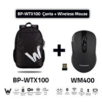 Classone BP-WTX100 WTX Pro 15.6" Su Geçirmez Kumaş Siyah Laptop Sırt Çantası + WM400 Kablosuz Mouse