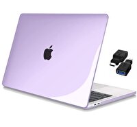 Codegen Apple 13" Macbook Air A2337 M1 Kristal Mor Kılıf Koruyucu + Usb Çevirici