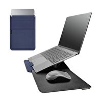 Novoo RT13 4'ü 1 Arada Mouse Pad Özellikli ve Kart Yuvalı Laptop Standı - Lacivert Koruma Kılıfı