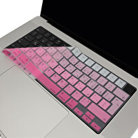 McStorey MacBook Air Pro 15" M1 M3 A2681 A2941 A2442 A2485 A2992 A299 Uyumlu Arapça Baskı Gradient Pembe Klavye Kılıfı