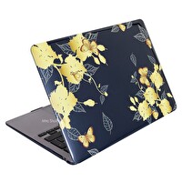 SyncCase Huawei MateBook D15 (2019-2020-2021-2022 Yılı) ile Uyumlu Kristal Flower01NL Kapak Kılıf Sarı