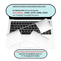 McStorey MacBook Pro 14.2" A2442 A2779 A2992-18 Uyumlu Gümüş  Sticker Guard Touchpad Trackpad Koruyucu