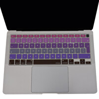 Pembe Mavi Macbook Air M1 Klavye Kılıfı Türkçe Q Baskı A2179 A2337 Ile Uyumlu Ombre