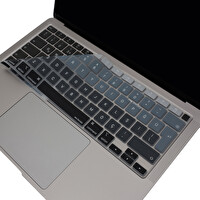 Siyah Gri Macbook Air M1 Klavye Kılıfı Türkçe Q Baskı A2179 A2337 Ile Uyumlu Ombre