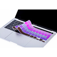 Pembe Mavi Macbook Pro Klavye Kılıfı 13inç M1-m2 Türkçe Q Baskı A2338 2289 2251 A2141 Ile Uyumlu Ombre