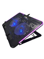 Shuriken ES4-SAMUI Laptop Soğutucu Stant 5 Kademeli -2 Fan- RGB - 2 Port USB  (15>17")