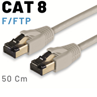 Irenis 50 CM CAT8 Kablo F/FTP LSZH Ethernet Network Lan Ağ Kablosu Gri
