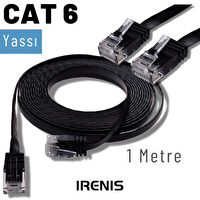 Irenis 1 Metre CAT6 Kablo Yassı Ethernet Network Lan Ağ İnternet Kablosu Siyah