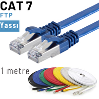 Irenis 1 Metre CAT7 Kablo Yassı FTP Ethernet Network LAN Ağ Kablosu Mavi