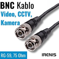 Irenis 1 Metre 75 Ohm RG59 Video Kamera CCTV BNC Kablo