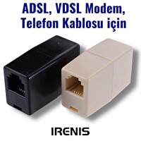 Irenis Siyah Modem ve Telefon Kablo Ekleyici Birleştirici Uzatıcı