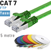 Irenis 5 Metre CAT7 Kablo Yassı FTP Ethernet Network LAN Ağ Kablosu Yeşil